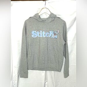 Disney Stitch Hoodie Sweatshirt Women’s Heather Gray Graphic Front/Back Graphics